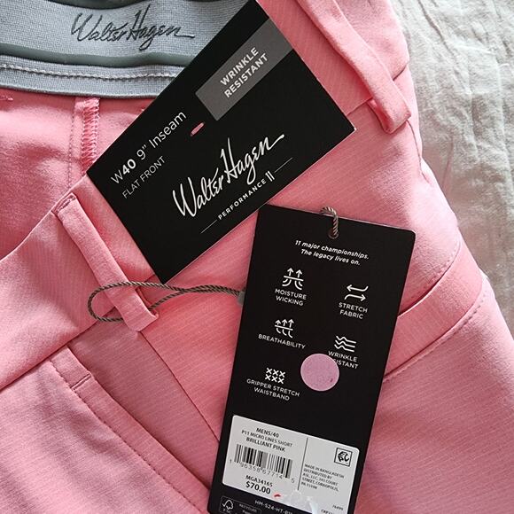 NEW Walter Hagen Micro Lines pink golf shorts wrinkle resistant mens size 40 - Picture 4 of 5